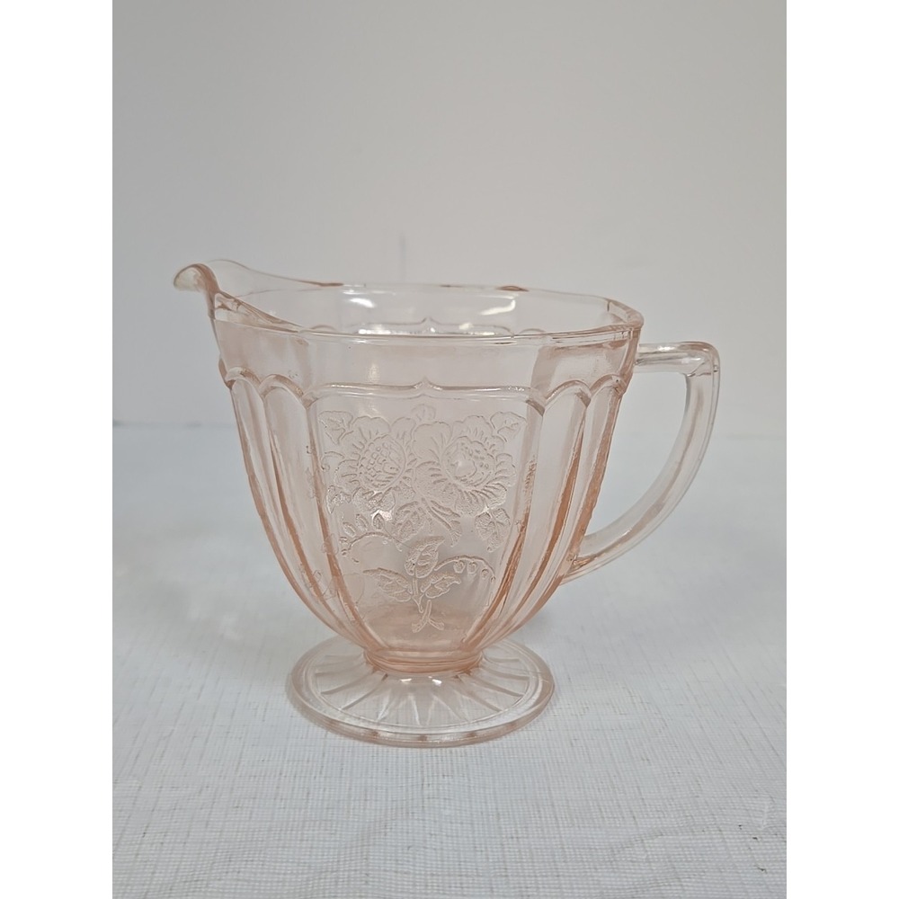 Anchor Hocking Pink Depression Glass Creamer Open Rose‎ Mayfair Pattern 3.5"